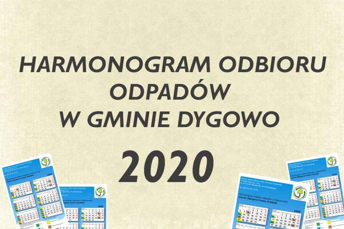 Harmonogram odbioru odpadów 2020 w Gminie Dygowo