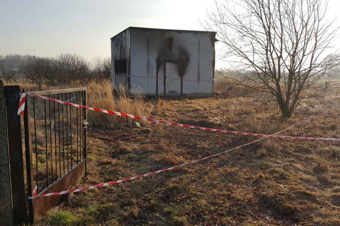 Pożar w starej hydroforni w Gąskowie