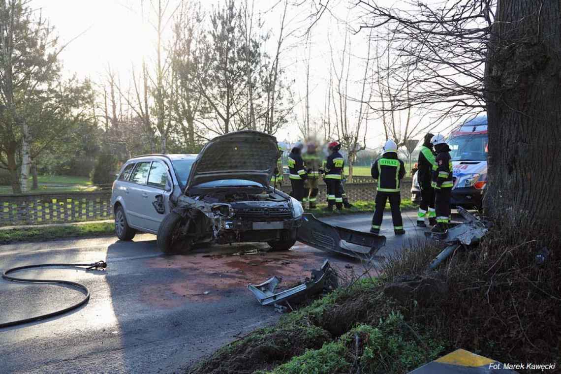 Czernin. Nie zdążył wyhamować i uderzył w drzewo