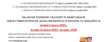 Informacja Szkoły Podstawowej w Dygowie