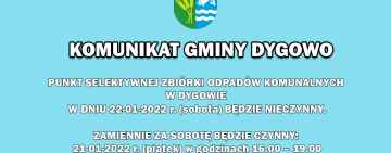 Informacja o godzinach otwarcia PSZOK w Dygowie