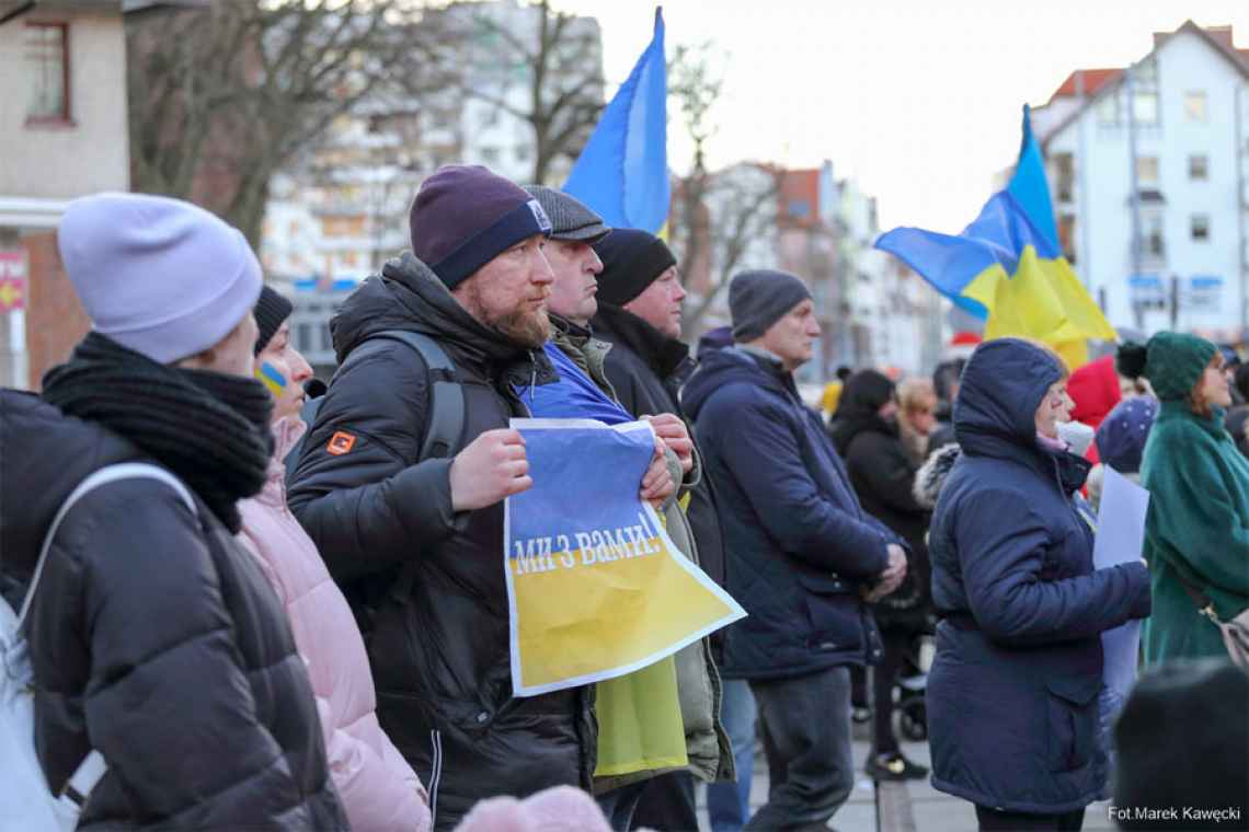 Solidarni z Ukrainą. Wiec poparcia w Kołobrzegu