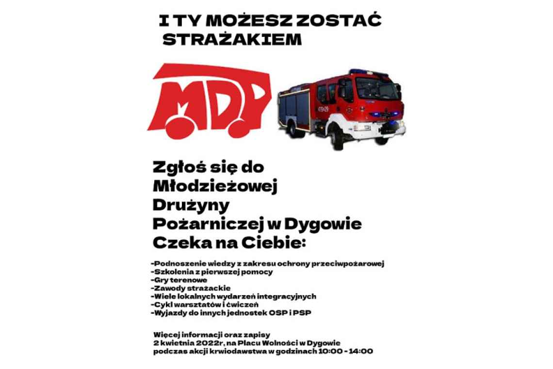 Zapisy do Młodzieżowej Drużyny Pożarniczej w Dygowie