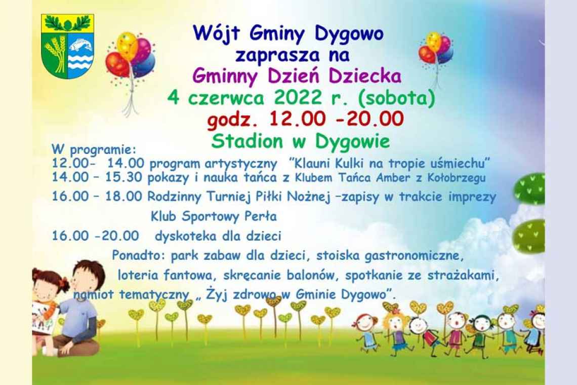 Gmina Dygowo zaprasza na Gminny Dzień Dziecka