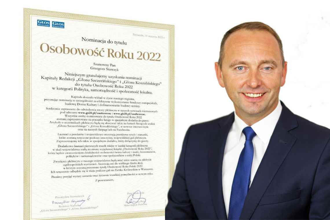 Wójt Gminy Dygowo nominowany do tytułu Osobowość Roku 2022
