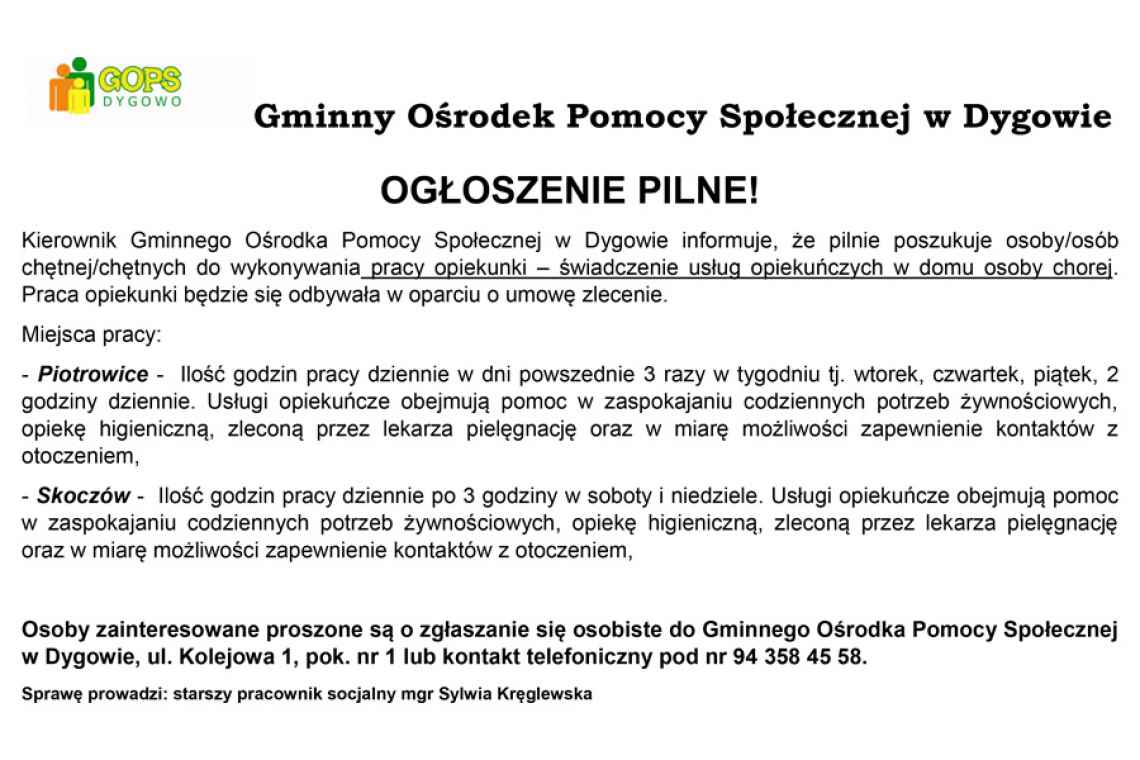 Ogłoszenie GOPS Dygowo