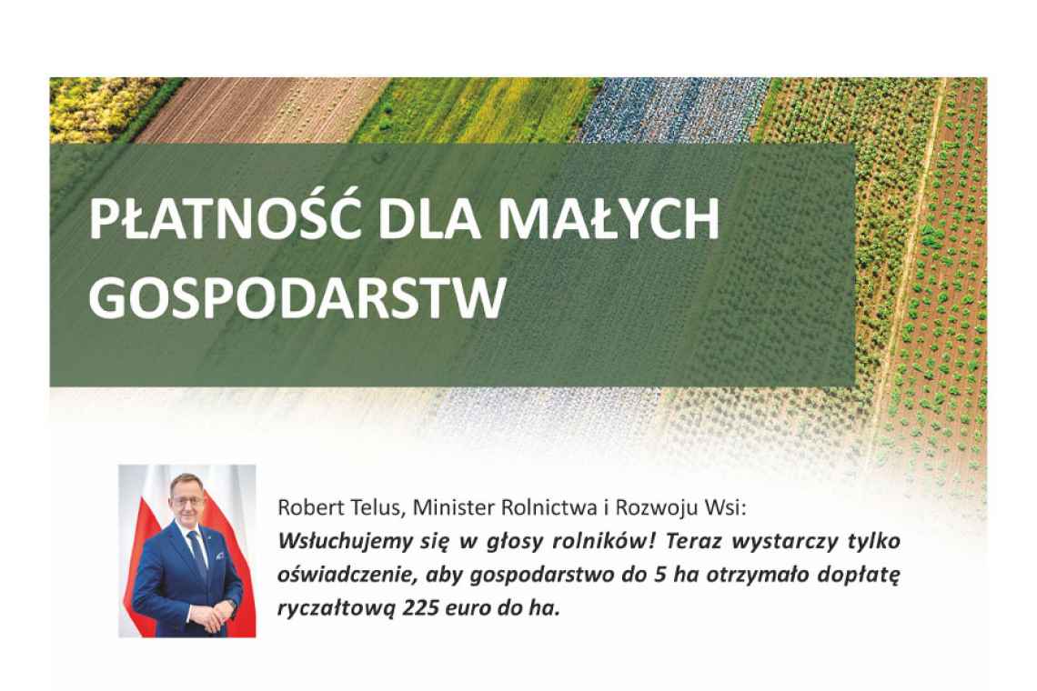 Informacja dotycząca płatności dla rolników z małych gospodarstw