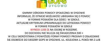 Pomoc dla dzieci w formie posiłków w szkole