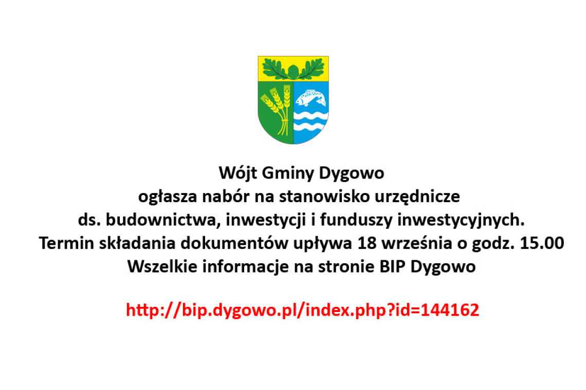 Ogłoszenie Urzędu Gminy Dygowo