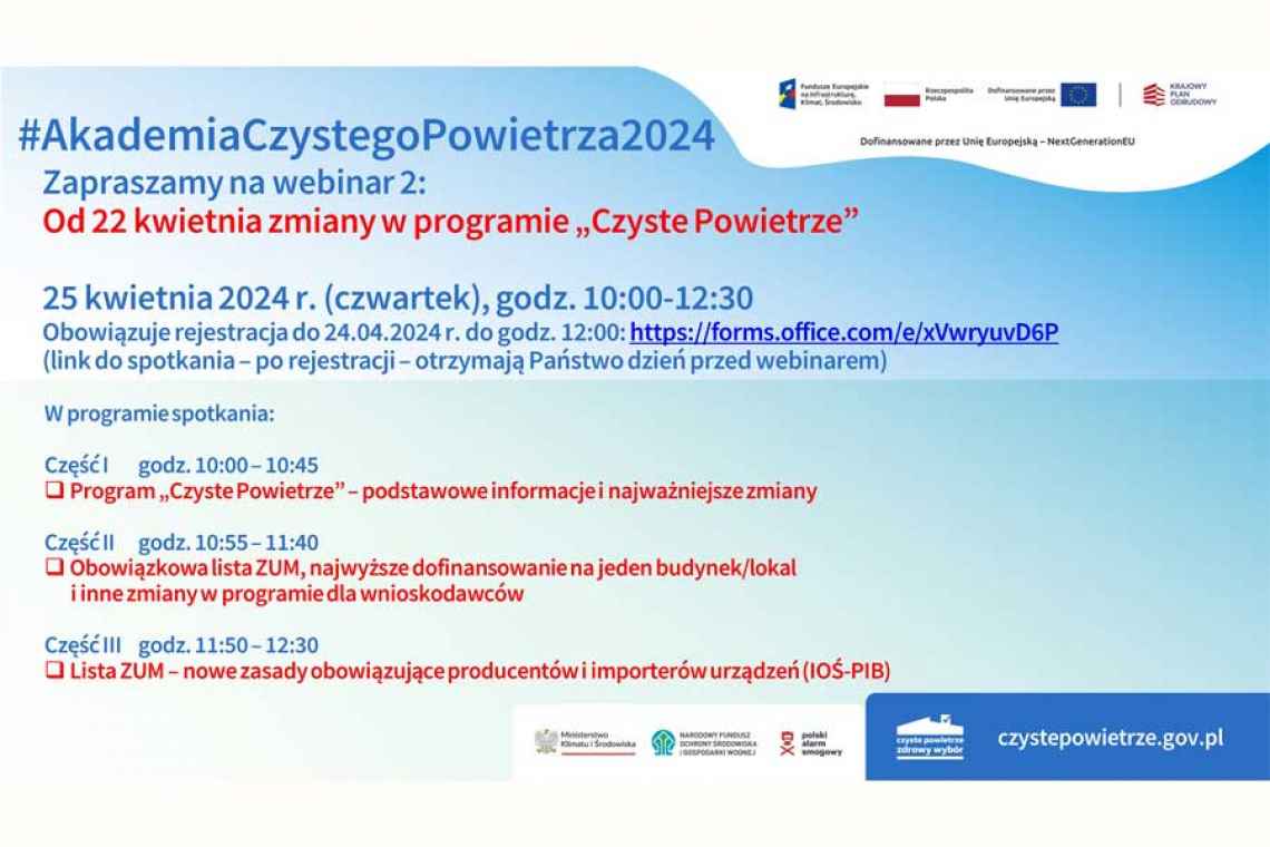 Zapraszamy na webinar. #AkademiaCzystegoPowietrza2024